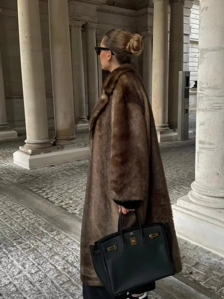 Elegant Woolen Belted Long Sleeve Overcoat