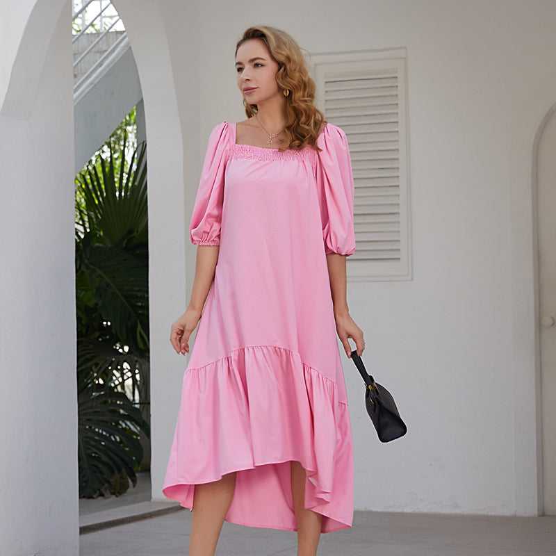 KittenAlarm - Women Bubble Dress Short Mesh Square Neck Puff Sleeve High Waist Gothic Punk