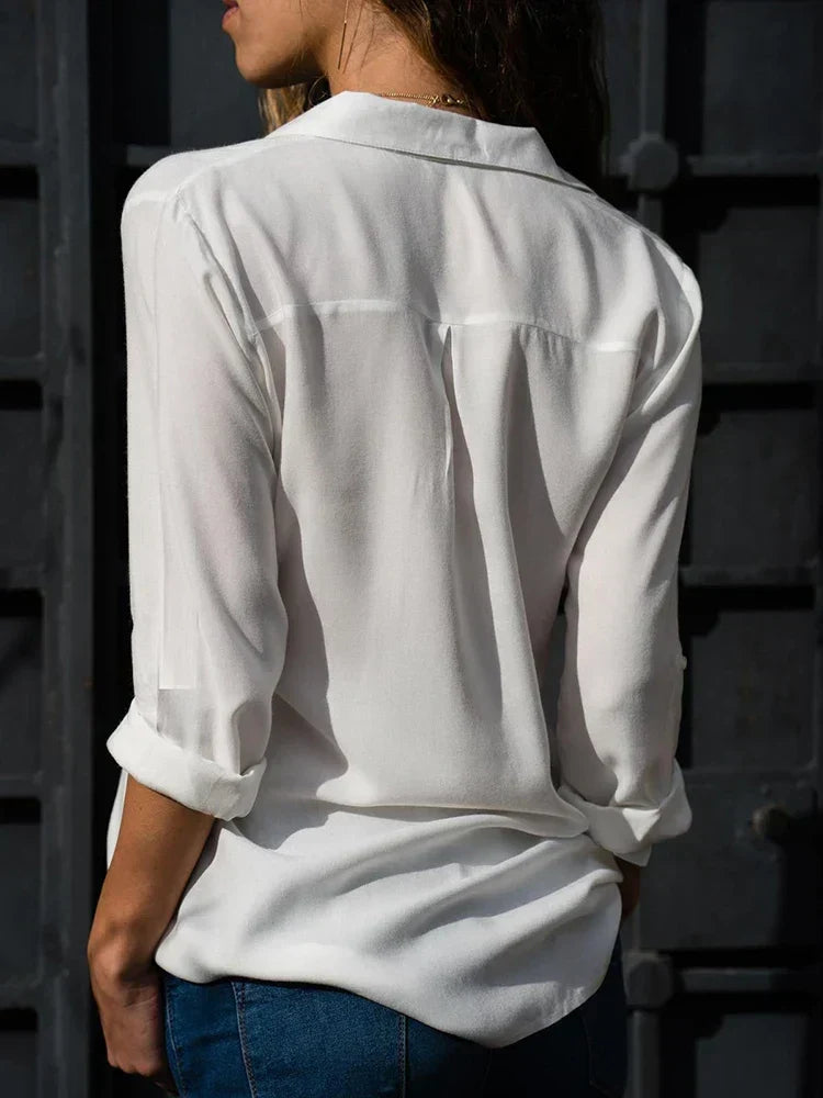 Chiffon Lapel Loose Office Blouse
