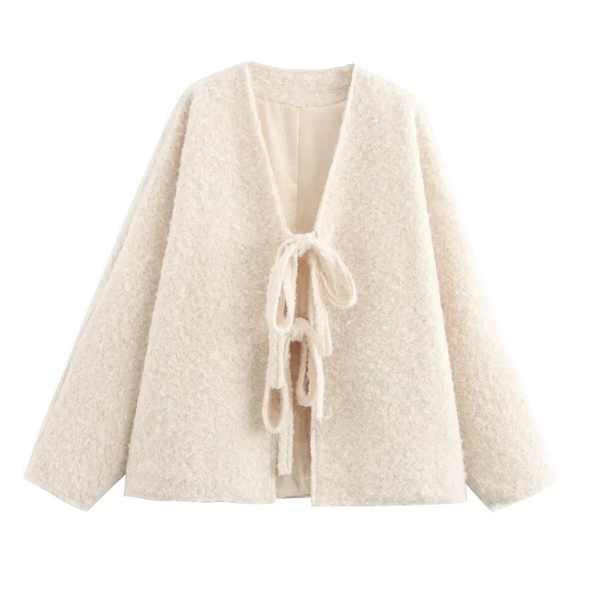 Lace-up Bow Brown Cardigan 2