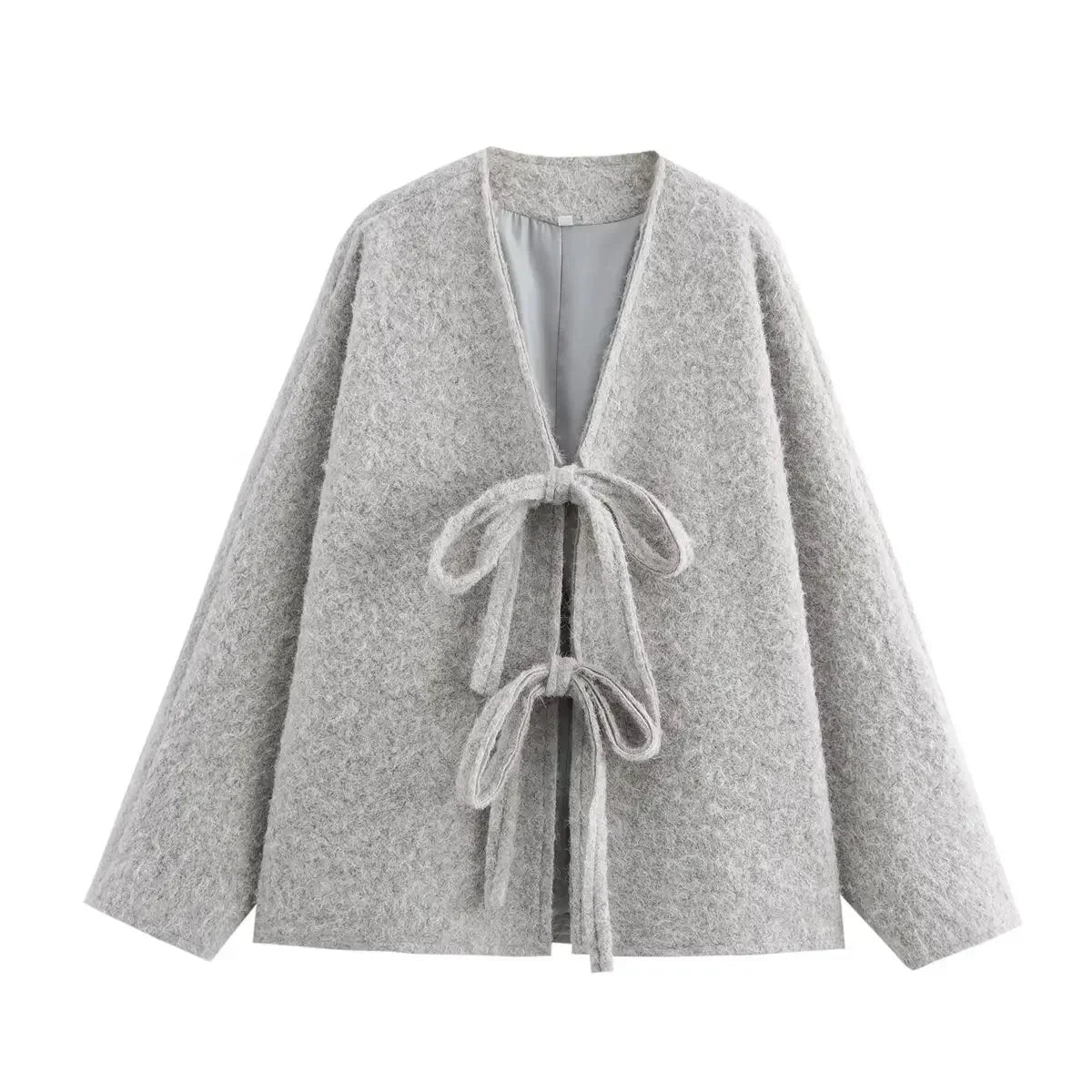 Lace-up Bow Brown Cardigan 3