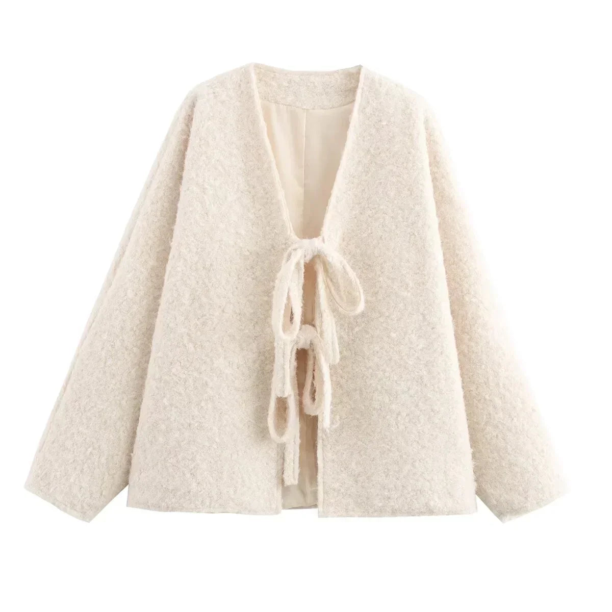 Lace-up Bow Brown Cardigan 2
