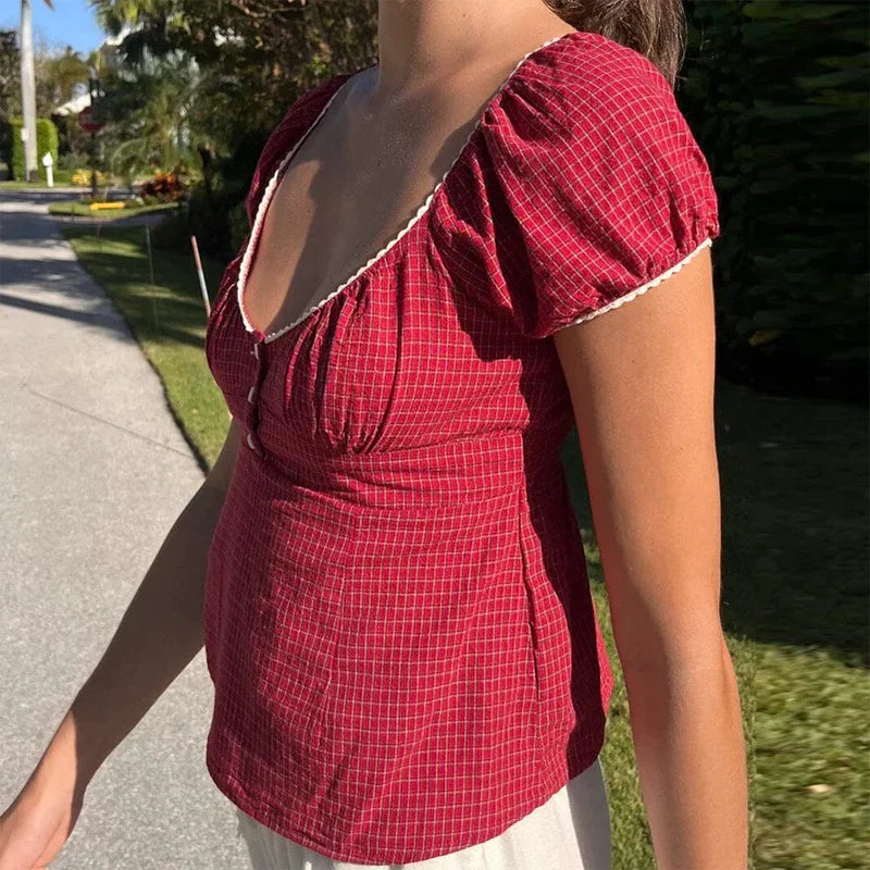 Vintage Square Collar Milkmaid Crop Top