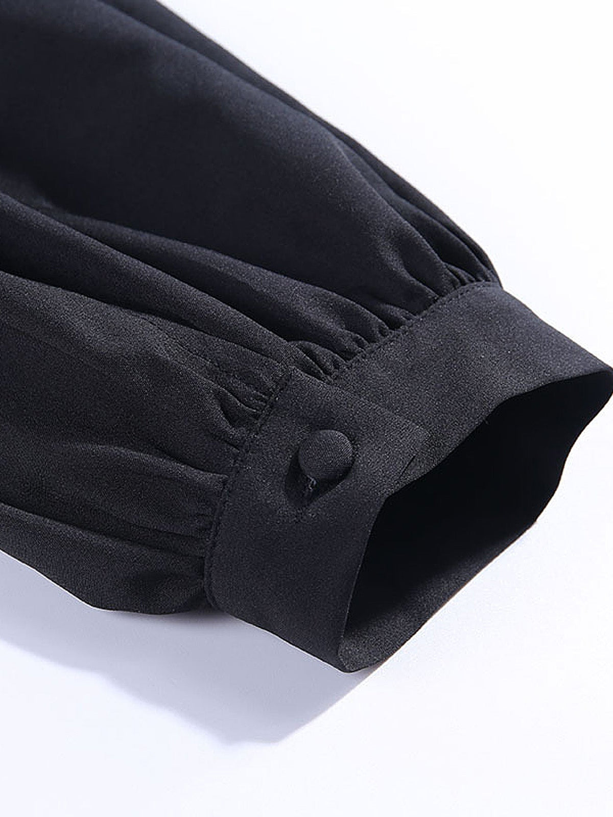 KittenAlarm - Women Deep V Neck Lantern Long Sleeve Blouse Casual Loose Pleated Shirt