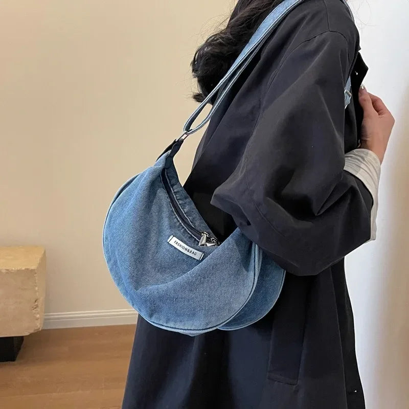 Denim Adjustable Strap Crossbody Shoulder Bag