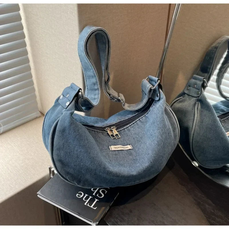 Denim Adjustable Strap Crossbody Shoulder Bag