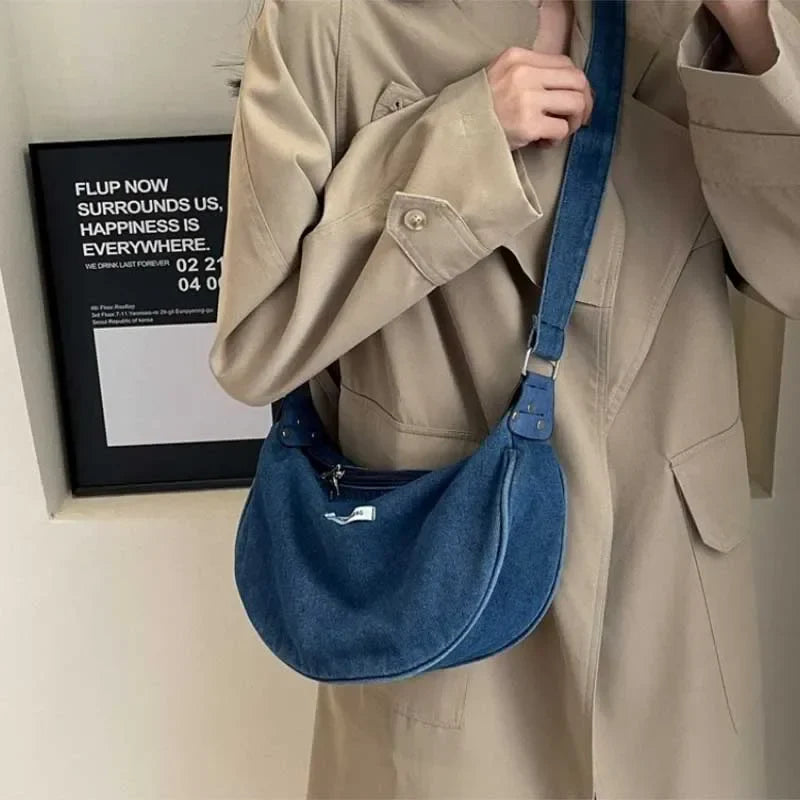 Denim Adjustable Strap Crossbody Shoulder Bag