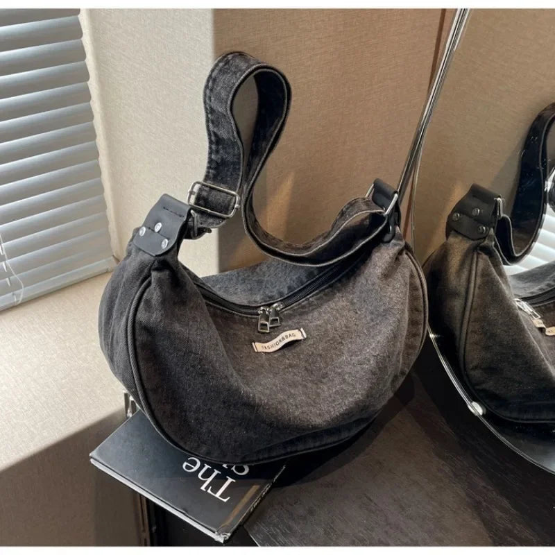 Denim Adjustable Strap Crossbody Shoulder Bag