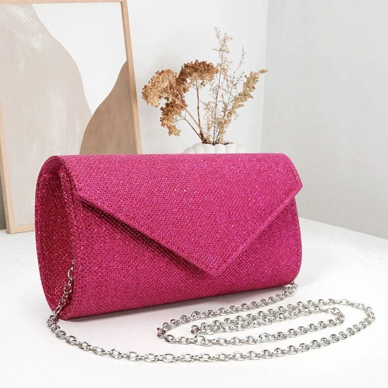 Glitter Envelope Chain Evening Clutch Bag