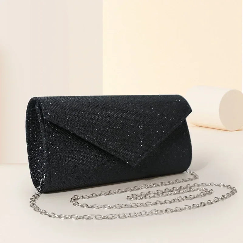 Glitter Envelope Chain Evening Clutch Bag