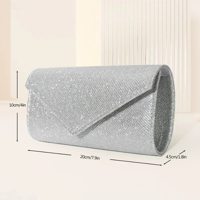 Glitter Envelope Chain Evening Clutch Bag