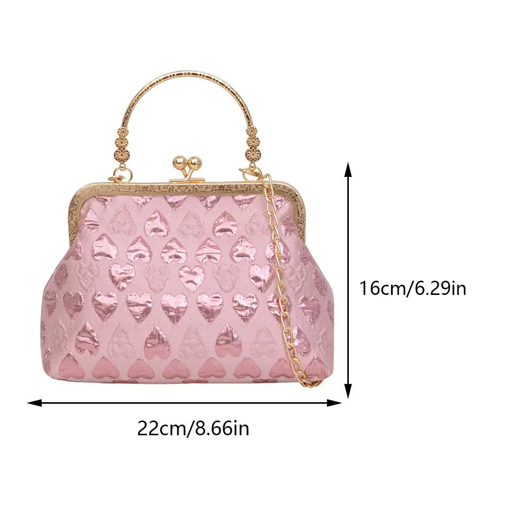 Heart Pattern Stylish Evening Clutch Chain Crossbody Bag