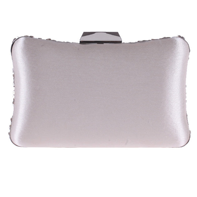Women Champagne Evening Handbag Beaded Clutch Party
