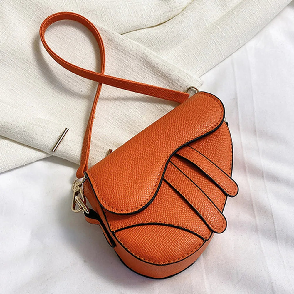 Fashion Mini Handbag Zipper Messenger Saddle Solid Color Bag