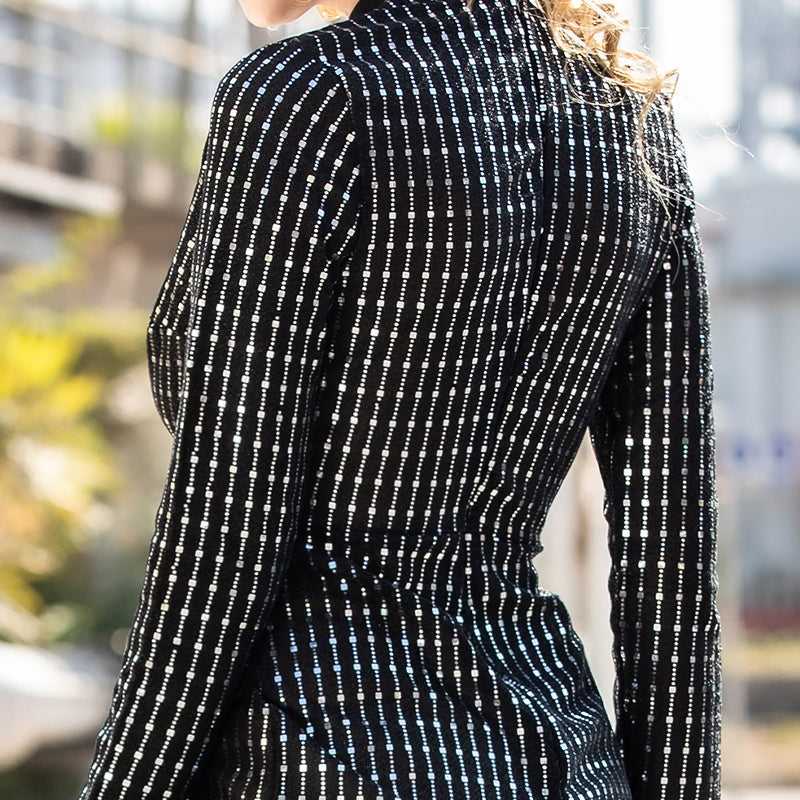 Women Fashion Sexy V-neck Long Sleeve Dress Slit Party Skirt - Fashionpara