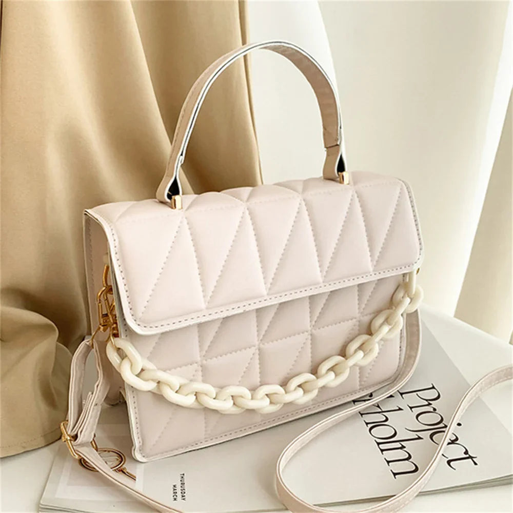Fashion PU Leather Square Crossbody Handbag
