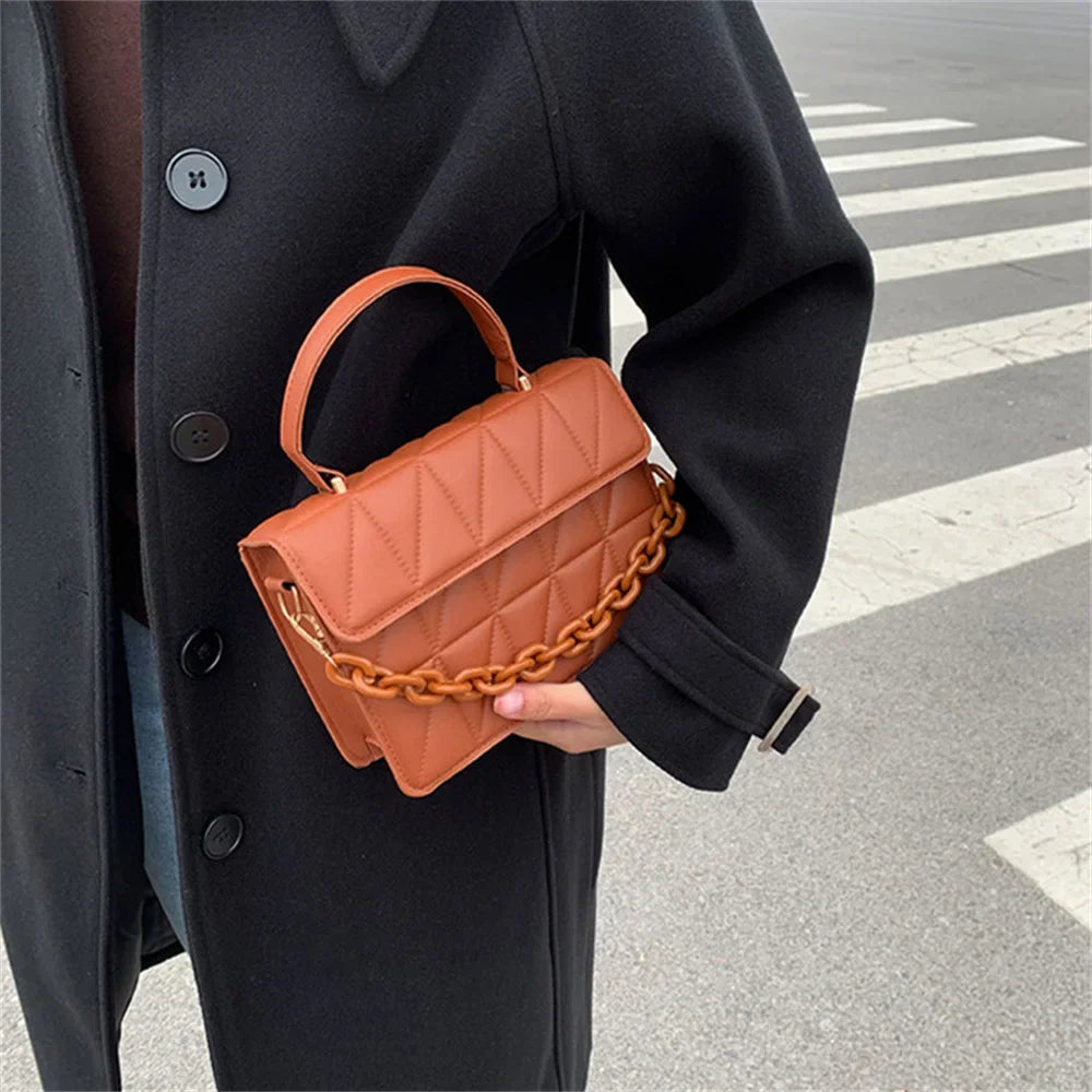 Fashion PU Leather Square Crossbody Handbag