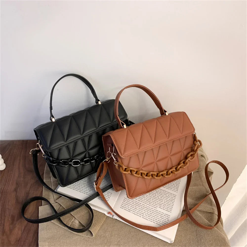 Fashion PU Leather Square Crossbody Handbag