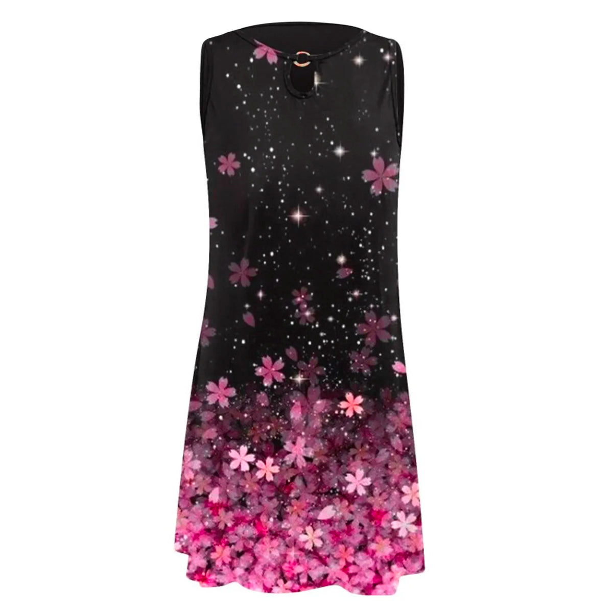 Floral Print Summer Short Beach Round Neck Sun Sleeveless Casual Loose Tank Dress 5