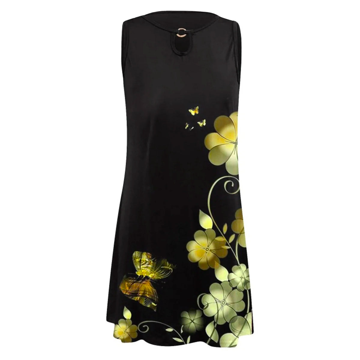 Floral Print Summer Short Beach Round Neck Sun Sleeveless Casual Loose Tank Dress 6