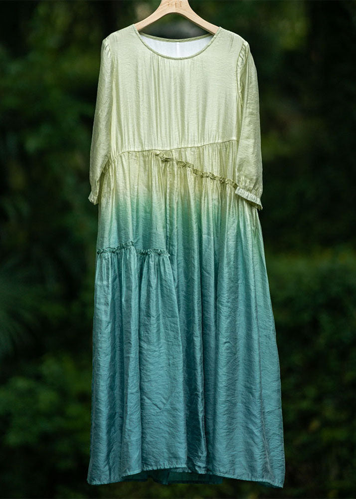 Chiffon Round Neck Three Quarter Sleeve Midi Dress - View 4