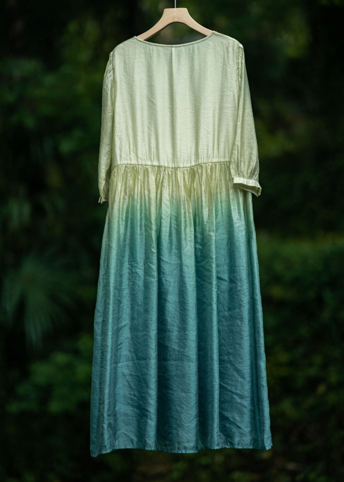 Chiffon Round Neck Three Quarter Sleeve Midi Dress - View 5