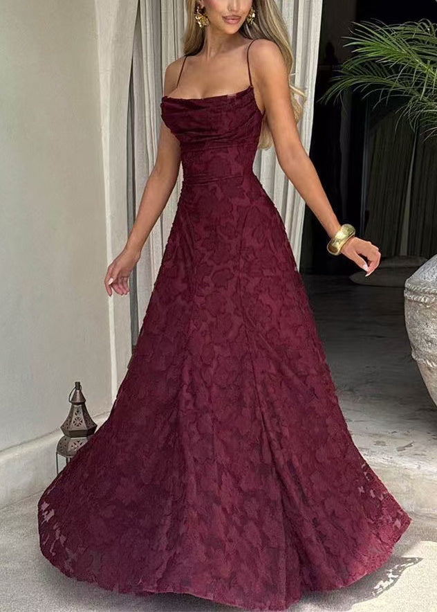 Women Green Exra Large Hem Lace Spaghetti Strap Dress Summer - View 3