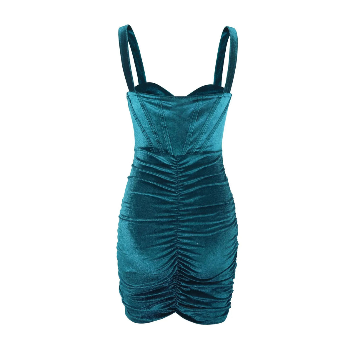 Velvet Sweetheart Ruched Bodycon Mini Dress