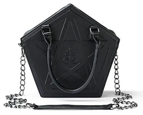 Pentagram Punk Darkness Gothic Soft Leather Chain Shoulder Handbag Bag Black / (30Cm Halloween