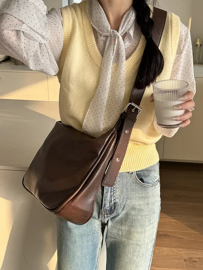 Cowhide Luxury Messenger Crossbody Bag