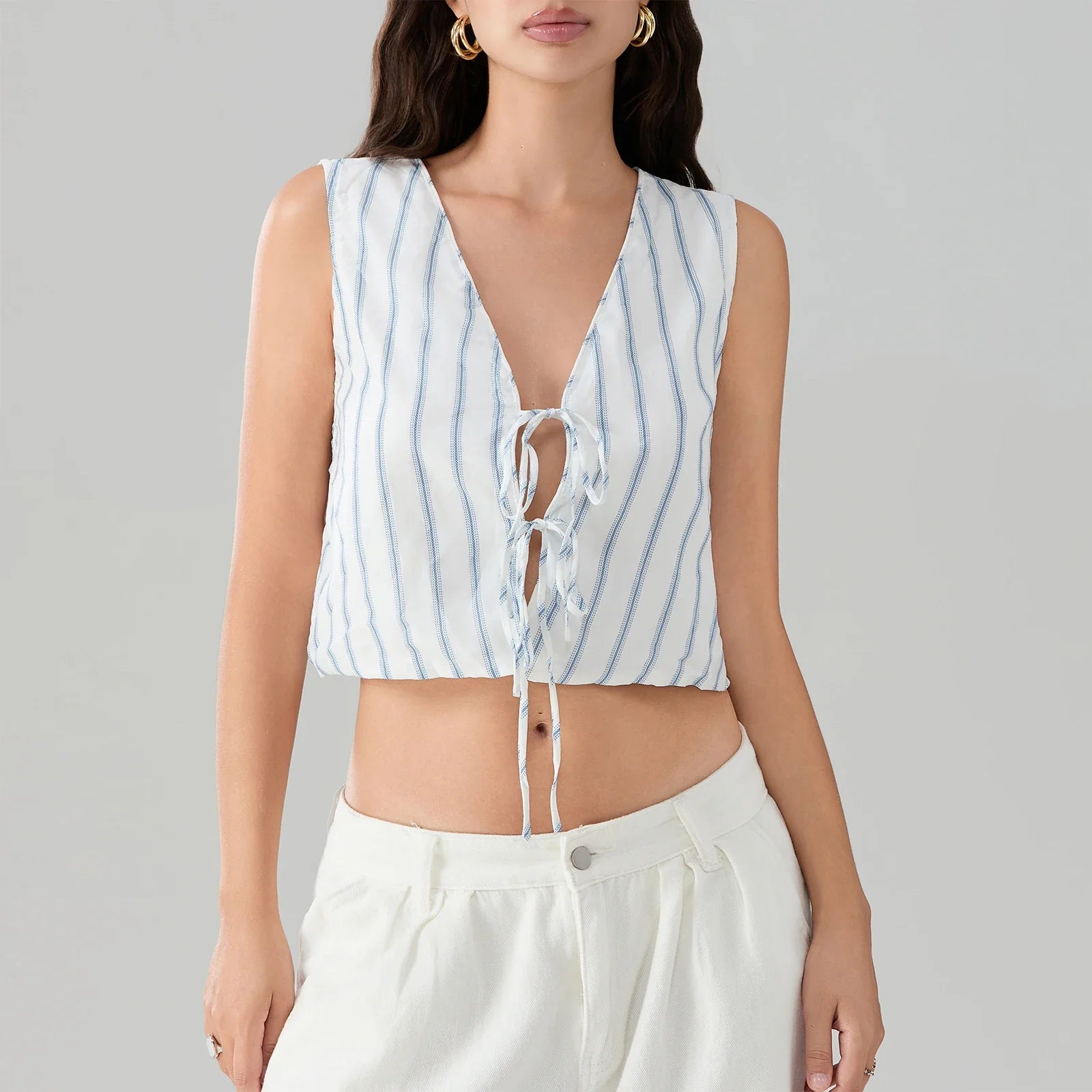 Tie Knot Striped Bandage Crop Top