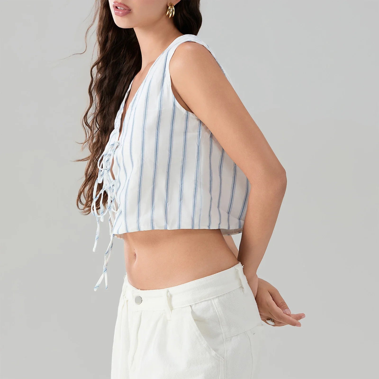 Tie Knot Striped Bandage Crop Top