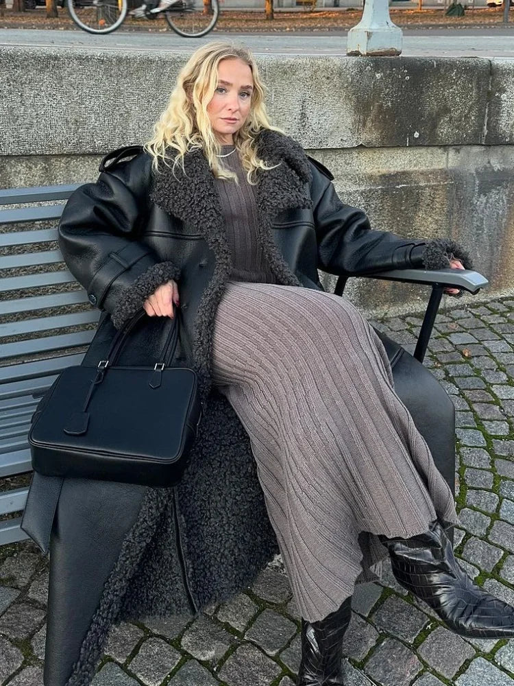 Leopard Faux Mink Fur Winter Overcoat