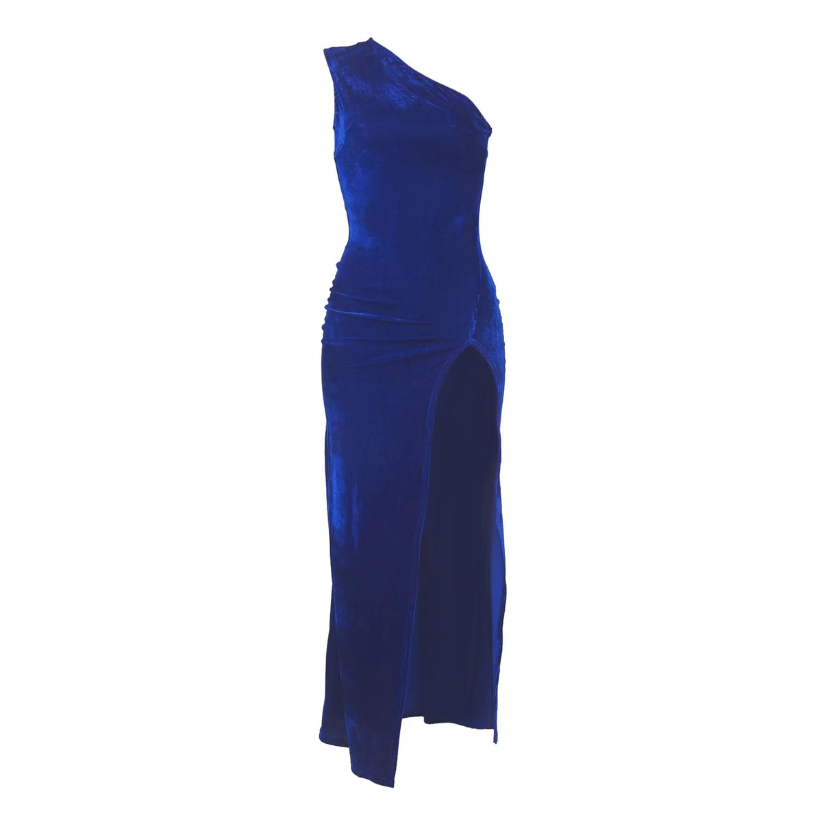 Velvet One-Shoulder Sleeveless High-Slit Maxi Gown 6