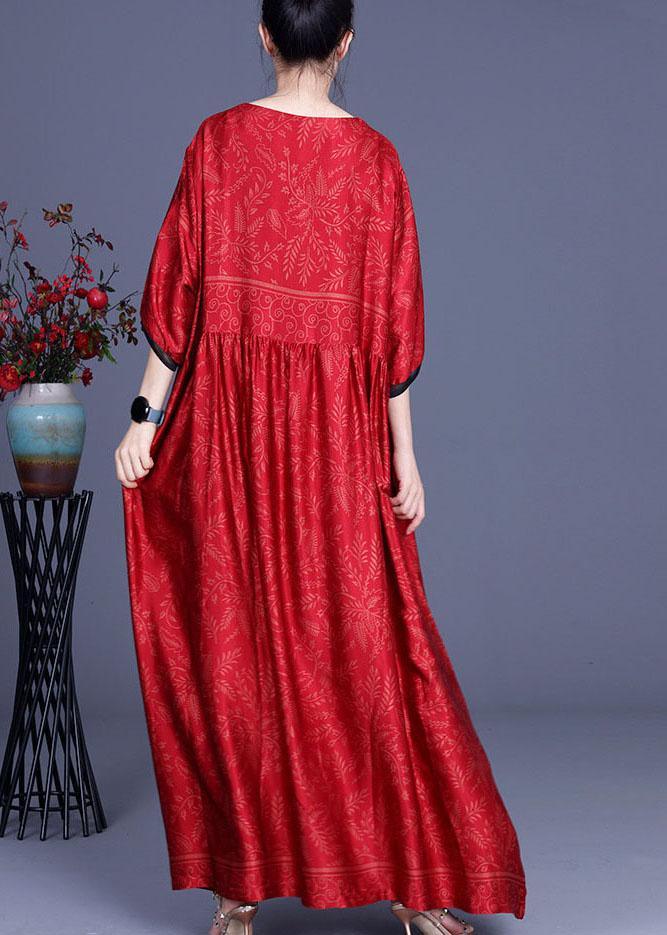 V-Neck Three Quarter Sleeve Contrast Cuff Empire Waist Maxi Dress - View 4