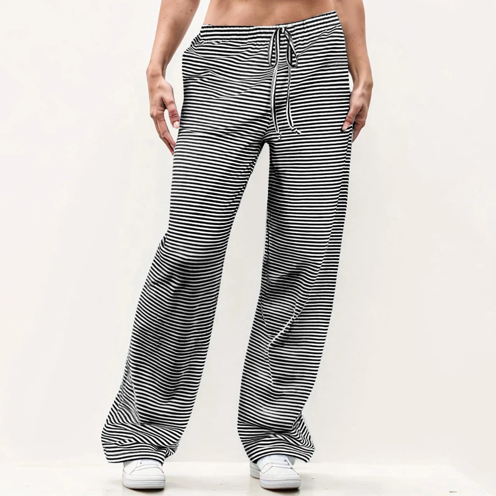 Striped Solid Wide Leg Pants