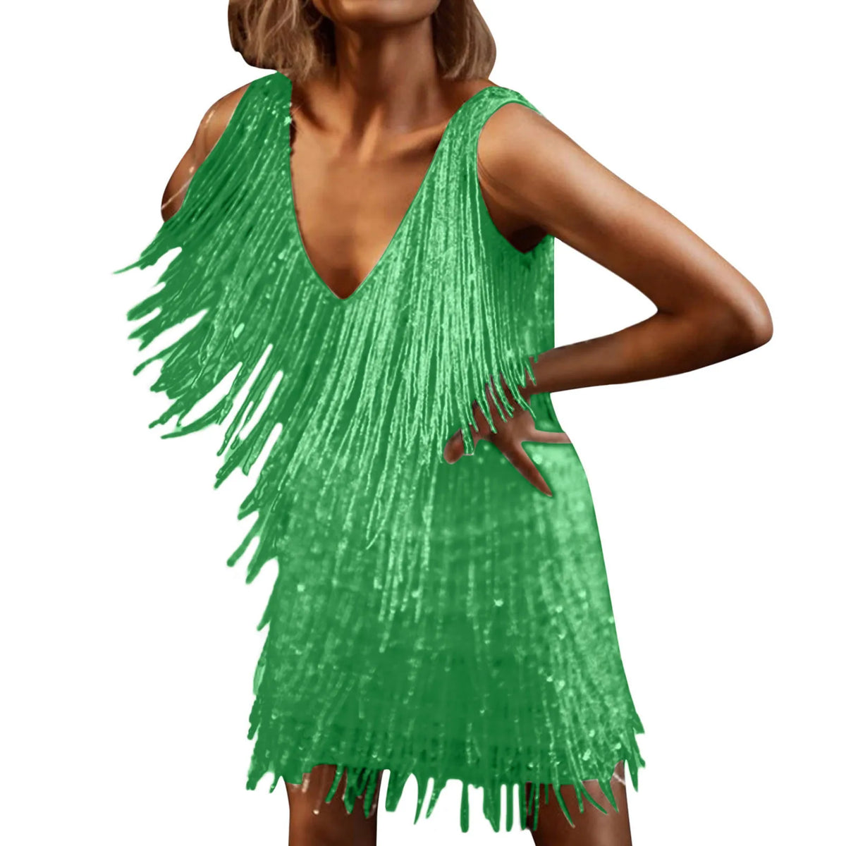Fringe V-Neck Sleeveless Bodycon Mini Dress 5