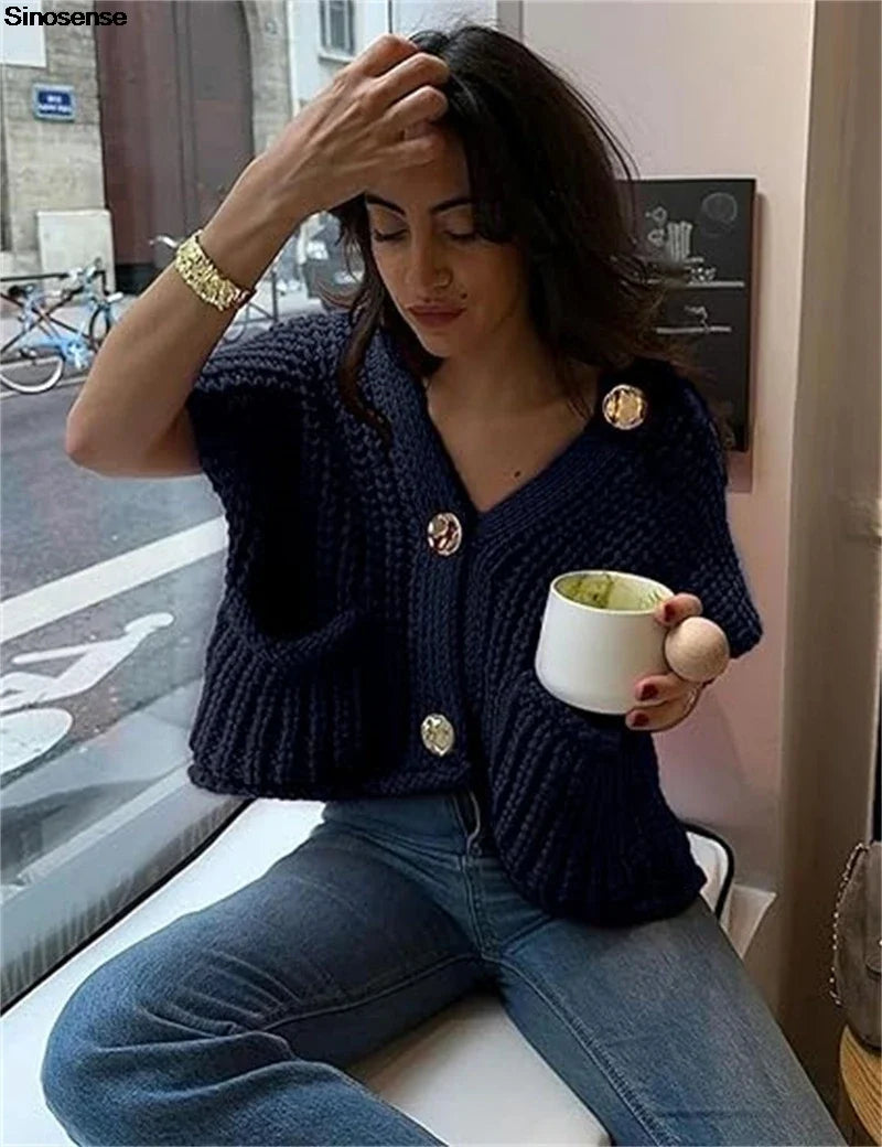 Solid V-neck Long Sleeves Pocket Commute Cardigan 2