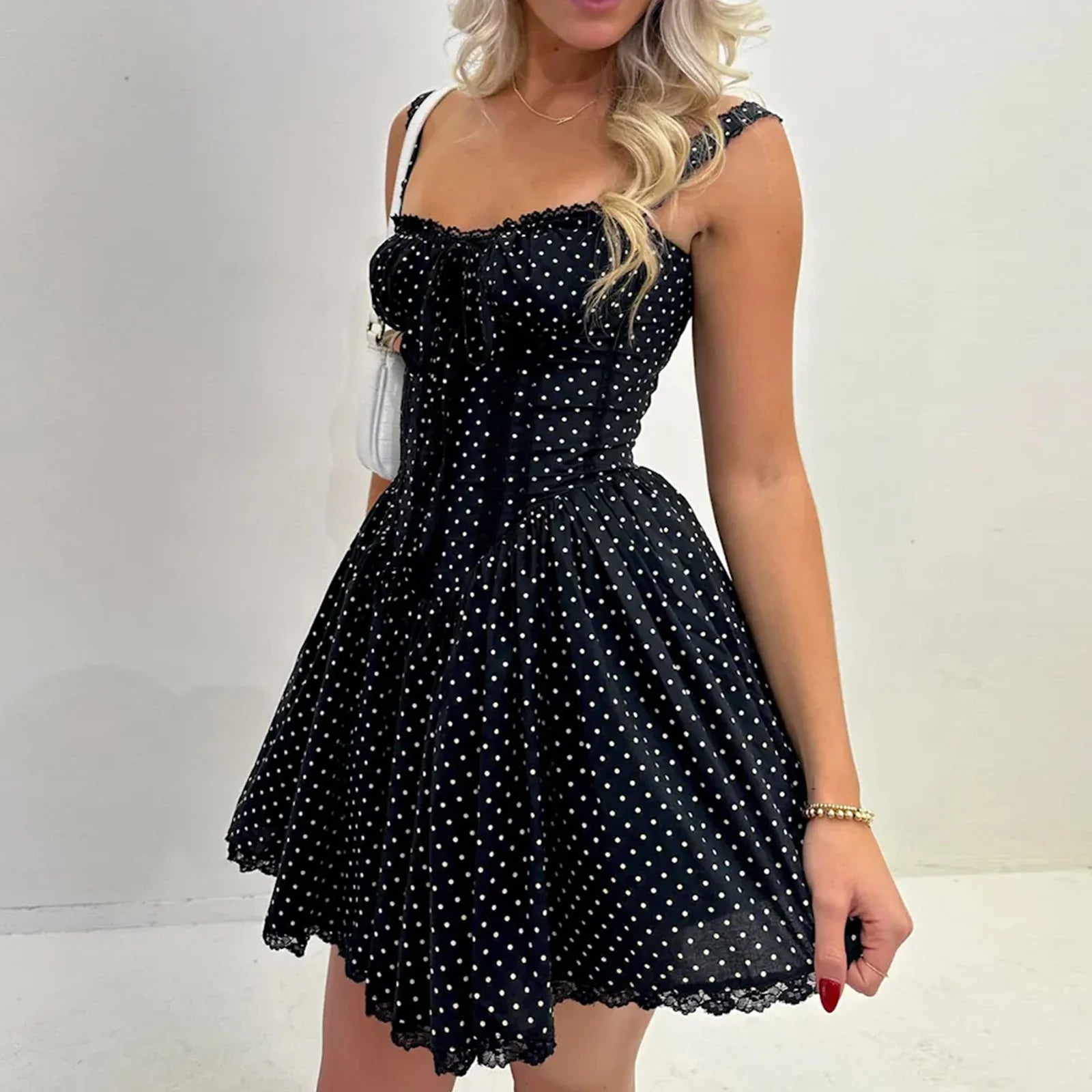 Dot Print Corset Mini Dress