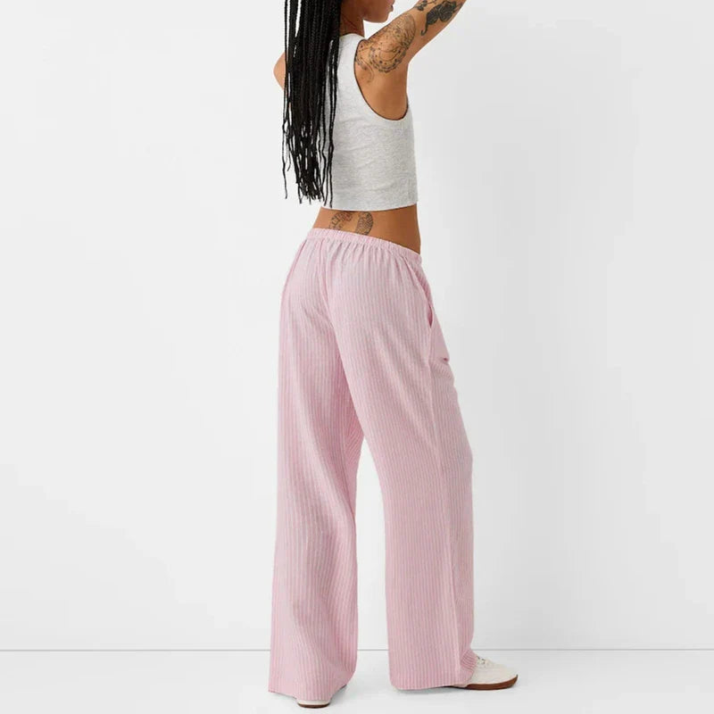 Striped Pajama Casual Elastic Waist Pant