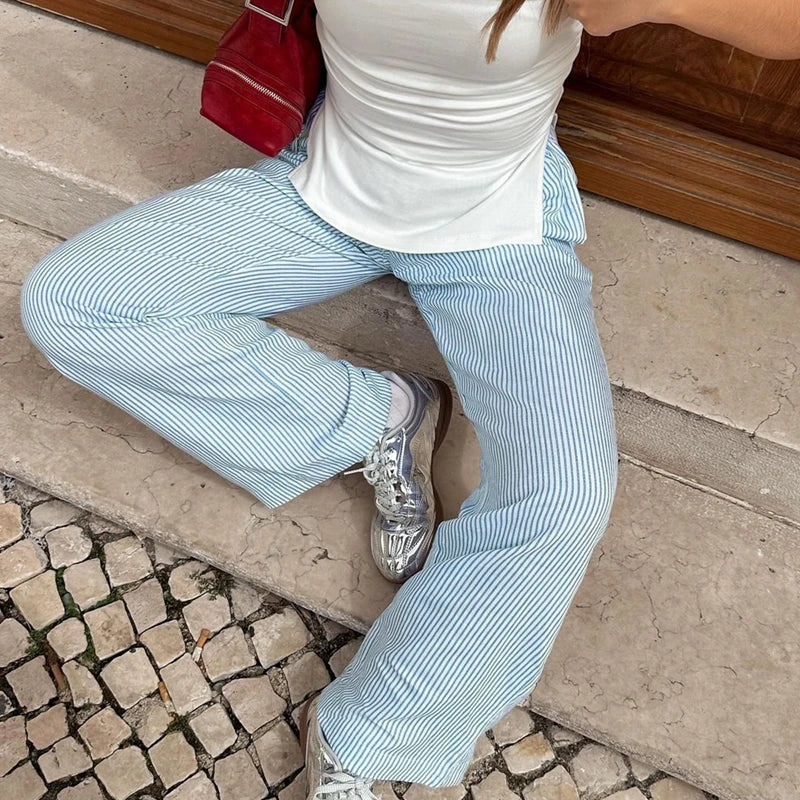 Striped Pajama Casual Elastic Waist Pant