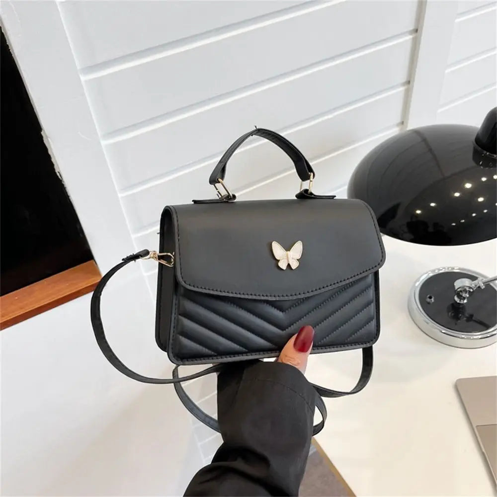 Stylish Butterfly Embroidery PU Leather Handbag
