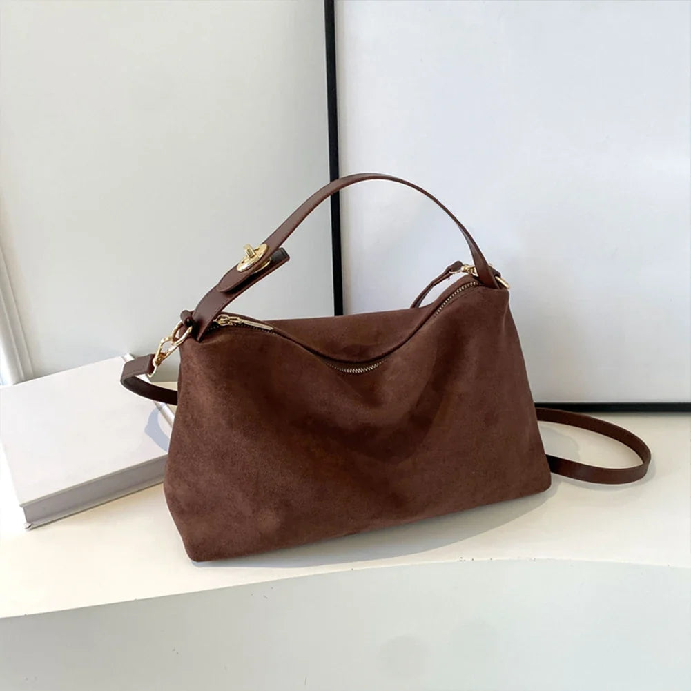 Women Suede Adjustable Crossbody Handbag