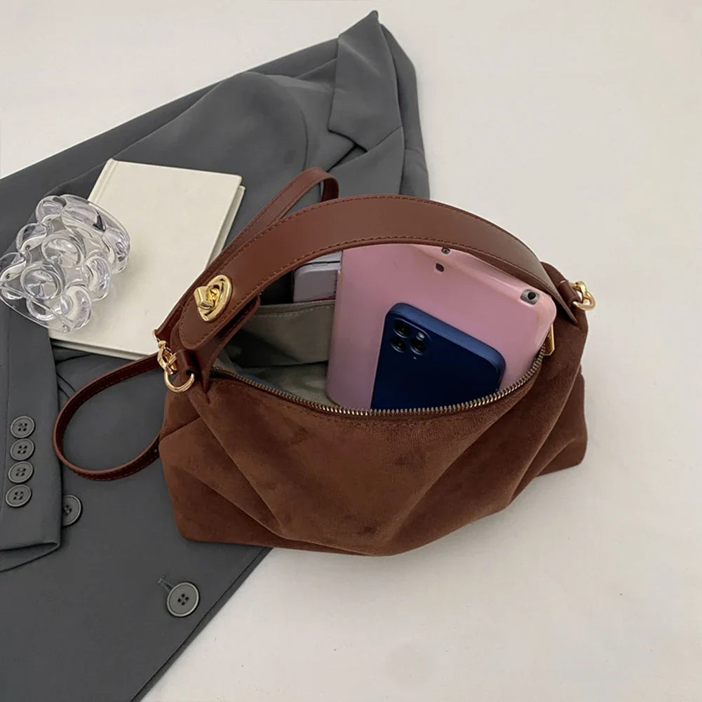 Women Suede Adjustable Crossbody Handbag