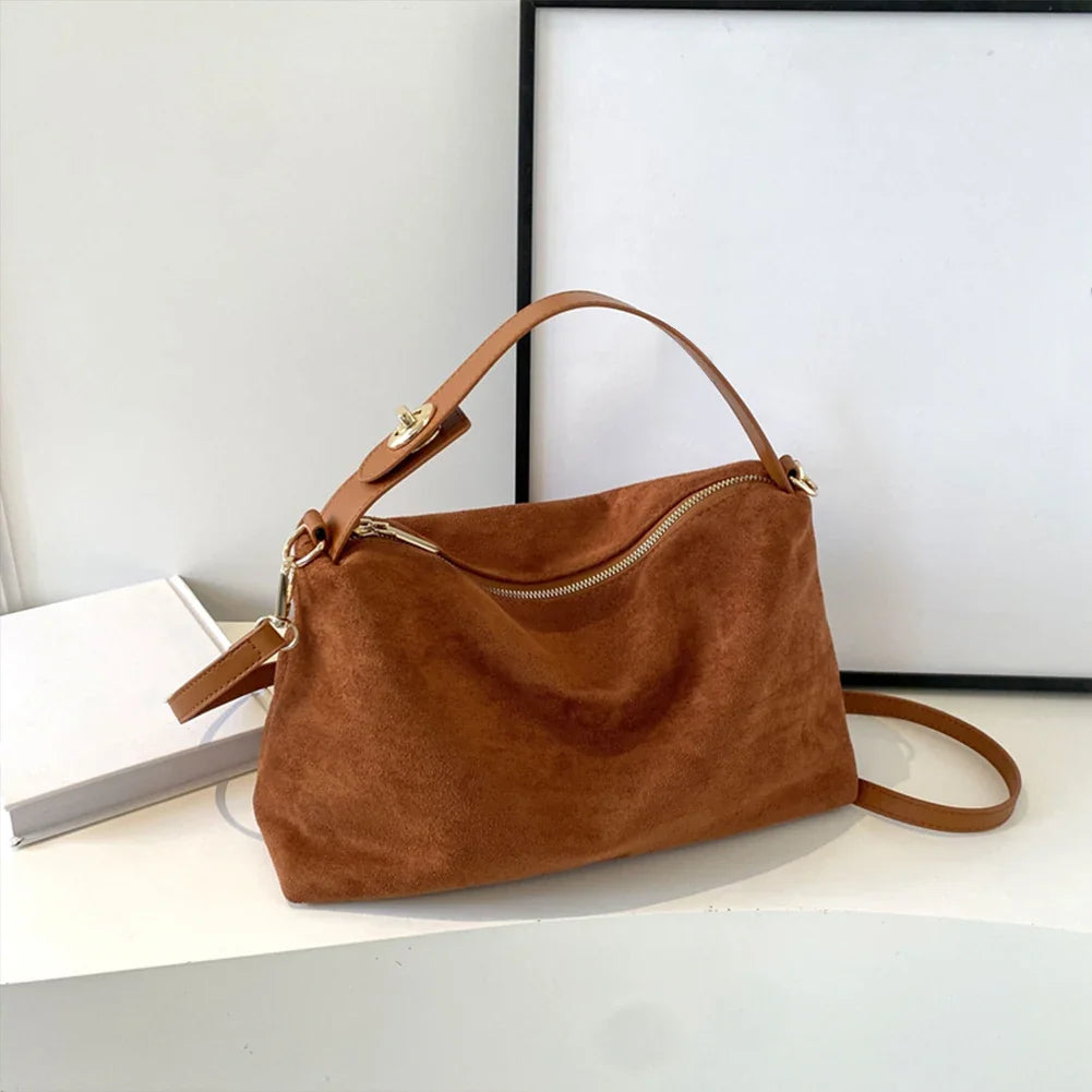 Women Suede Adjustable Crossbody Handbag
