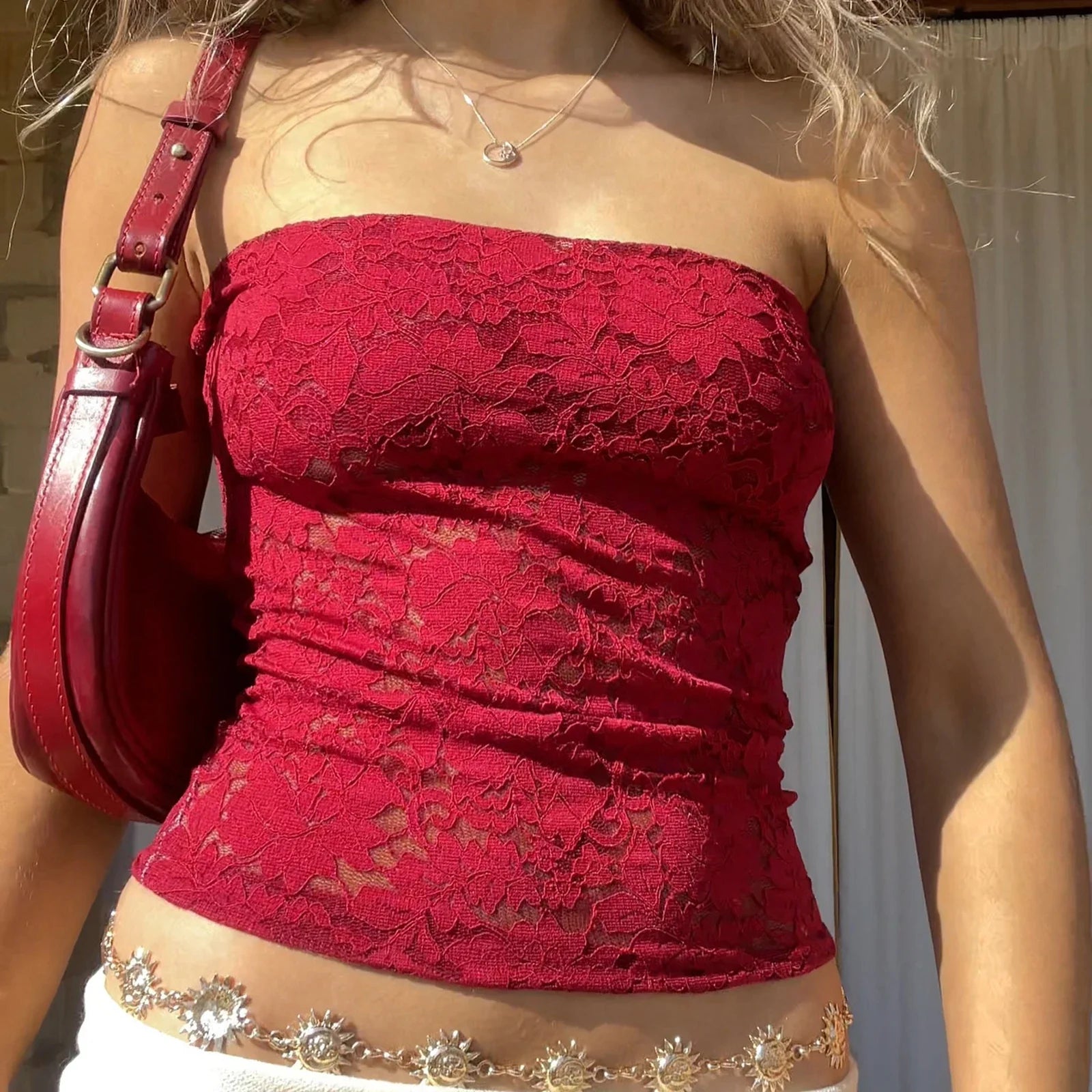 Sheer Floral Tube Crop Top