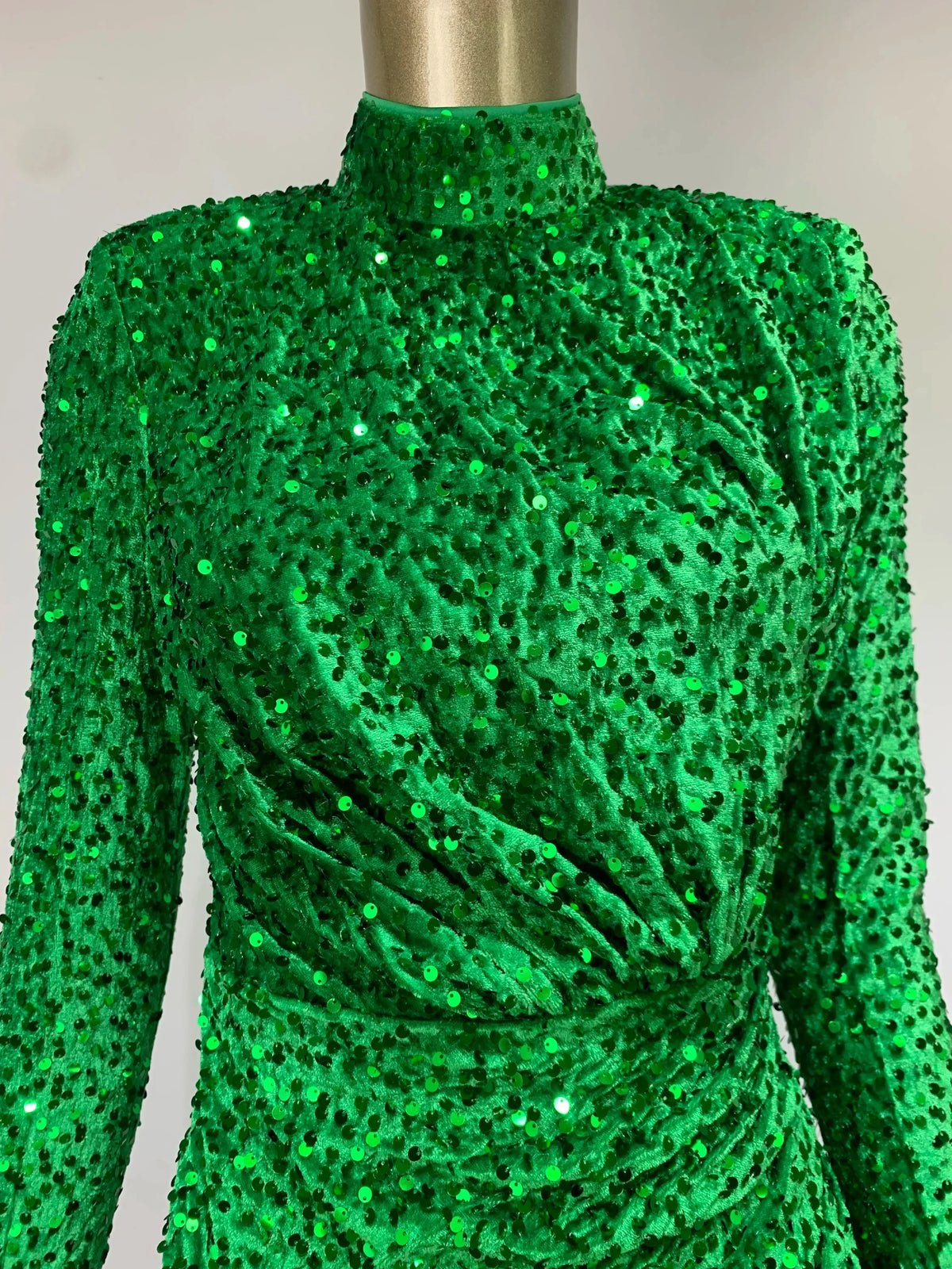 Sequin High Neck Long Sleeve Bodycon Mini Dress