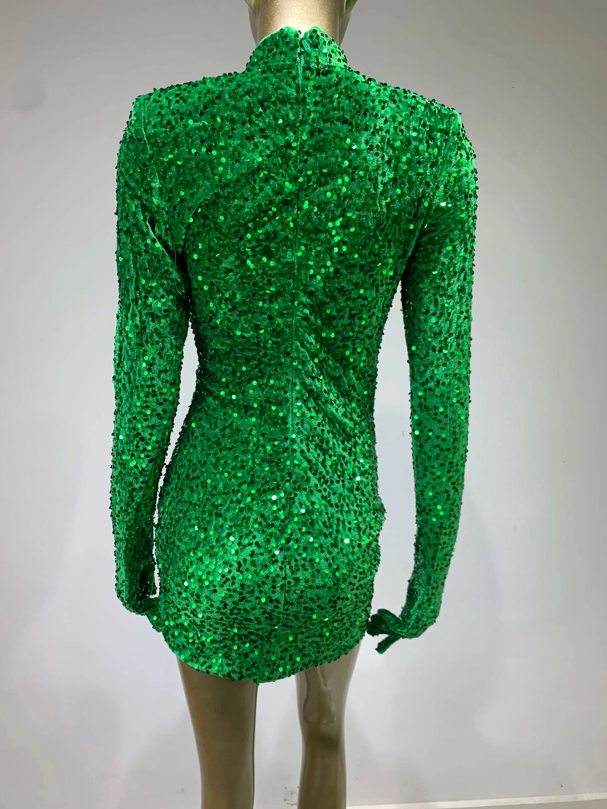 Sequin High Neck Long Sleeve Bodycon Mini Dress
