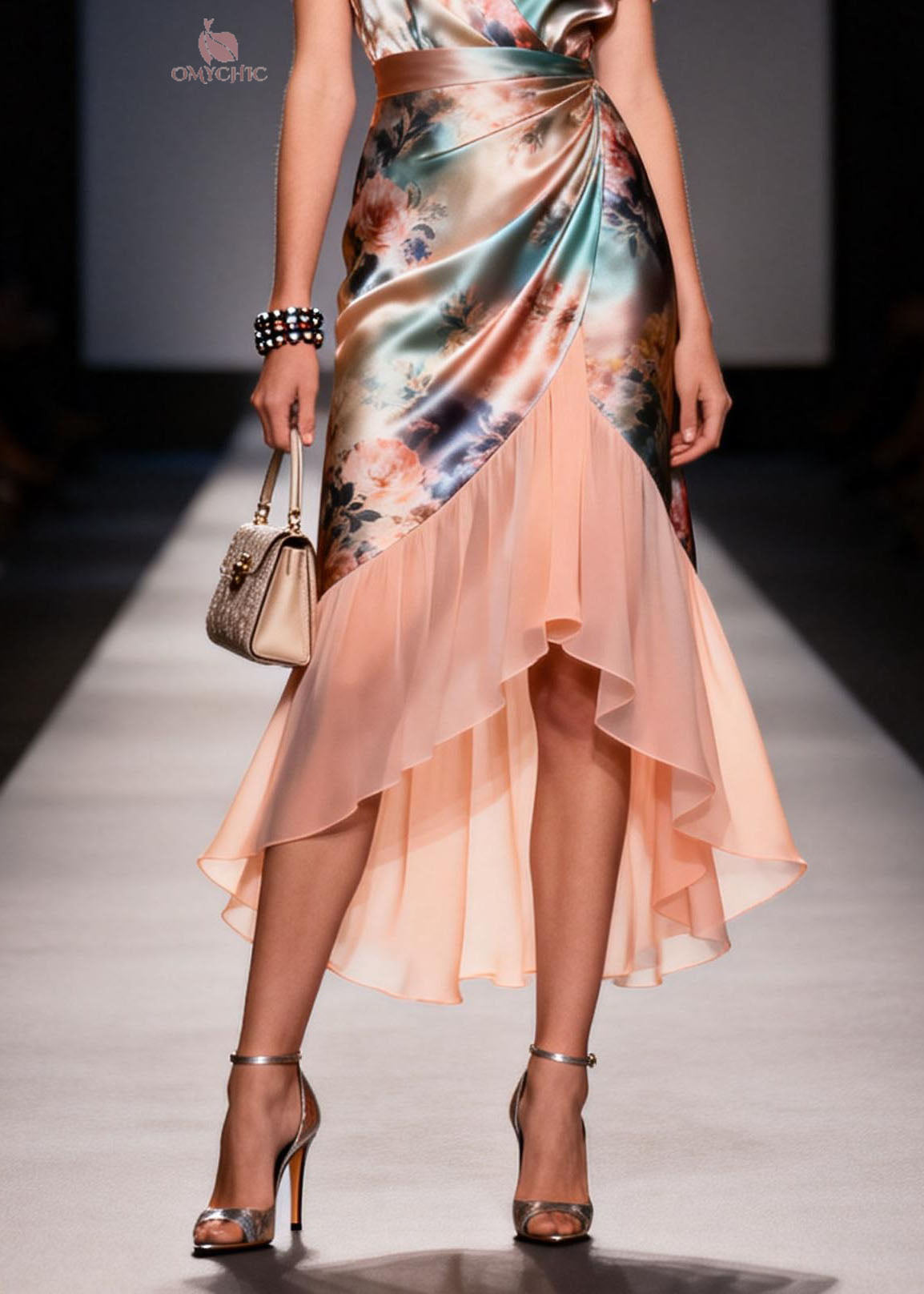 Floral Rose Print Wrap V-Neck Flutter Sleeve Draped Midi Dress - View 4