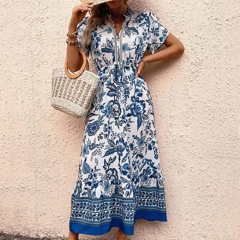 Vacation Style Floral Print Dress